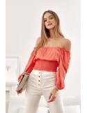 Bluza scurta coral cu volane in jos MP29390 - Magazin online - Boutique